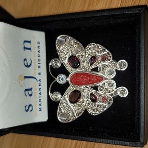 Sajen Moonstone & Cinnabar Pendant/Brooch